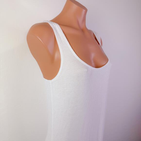 Becca Mykonos Semisheer Ribbed Beach Cover Up Tank Maxi Dress White Size L NWT - Picture 3 of 10
